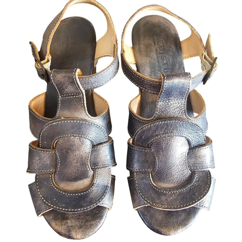 Bed Stu Caitlin F376002 Womens Brown Leather Hook & Loop Heeled Sandals Shoes - Picture 5 of 11